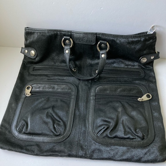 Hogan Tote Bag Coated Canvas Trend Media Black - Picture 2 of 11